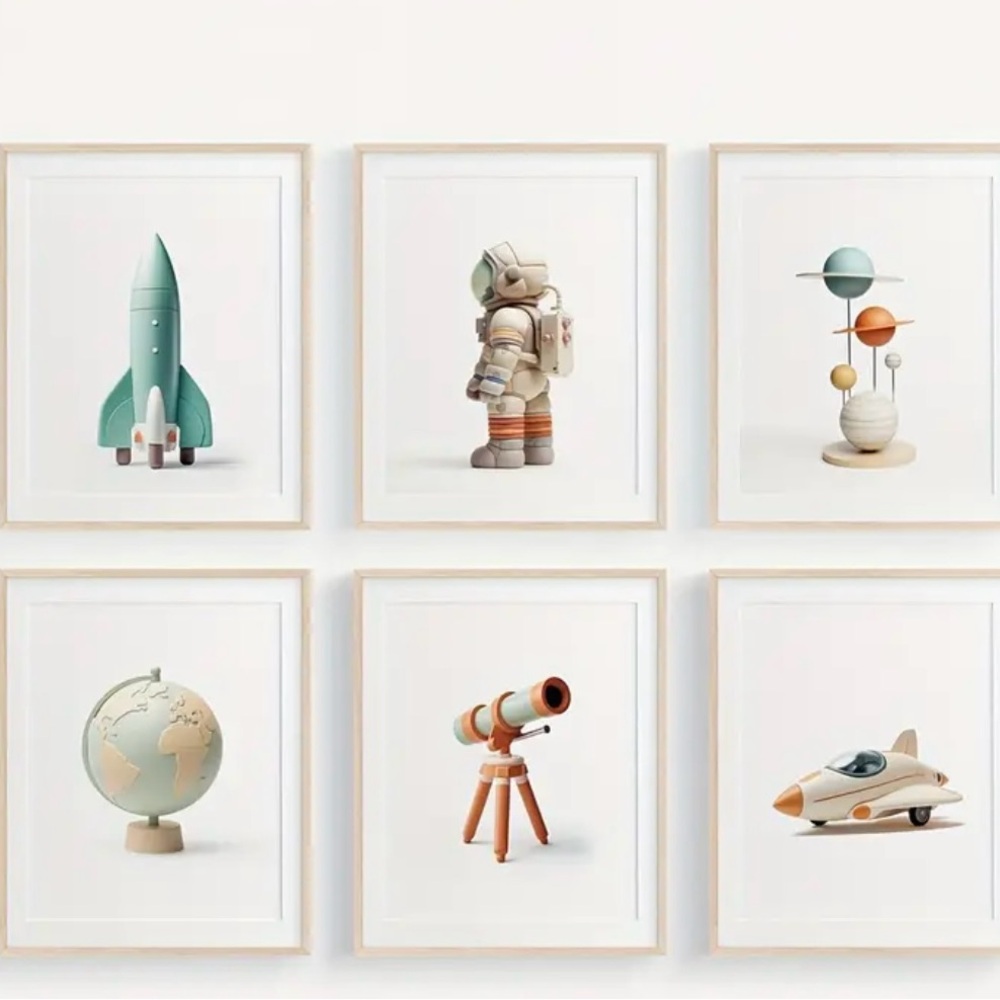 Kids Space Adventure Wall Art Set